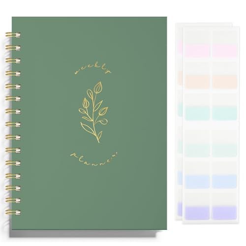 LONLAT Undated Weekly and Monthly Planner Spiral Bound Weekly Goals Notebook To Do List Habit Tracker Journal Academic Aesthetic Stylish School or Office Supplies61 x 84 Green - Image 1