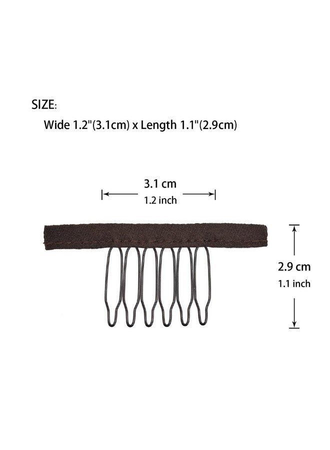 YTBYT 24 Pcs Wig Combs To Secure Wig 6Teeth Wig Comb Wig Clips With Cloth For Making Wig Caps Wigs (Dark Brown) - Image 3