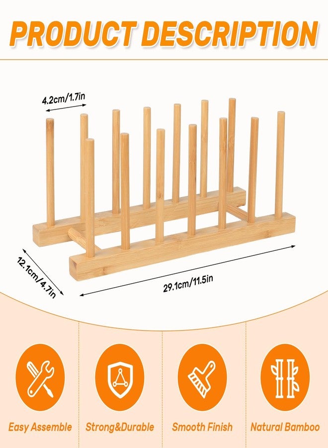 DEBETOOL Bamboo Wooden Dish Drying Rack, 3Pack Wooden Dish Racks Plate Stand Holder for Kitchen Cabinet - Multipurpose Dish Rack Plate Holder for Dish/Plate/Cup/Pot Lid/Cutting Board - Image 2