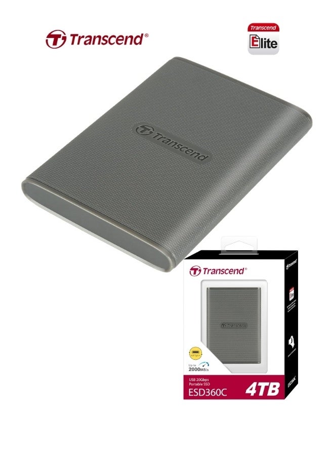 Transcend ESD360C Portable 4TB External SSD USB 3.2 Gen 2x2 | 20Gbps Speed | Compact Design Solid State Drive for PS5 Xbox Laptop Desktop Iphone 15,16,17 Android Smartphones 4 TB - Image 1