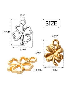 BronaGrand BronaGrand 100pcs 2 Styles Alloy Four Leaf Clover Charms Lucky Charms Pendents for DIY Bracelet Necklace Jewelry Making Findings, Gold and Antique Silver  - Image 3
