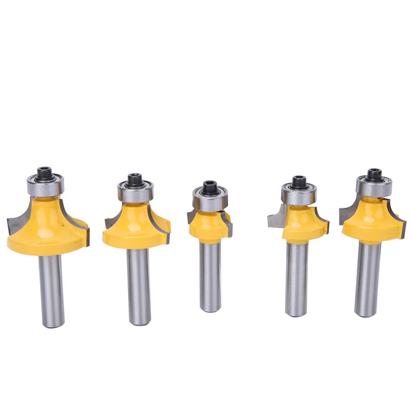 5pcs/set 8mm Shank Round Over Router Bits Woodworking Round Corner Milling Cutter Tool - Image 1