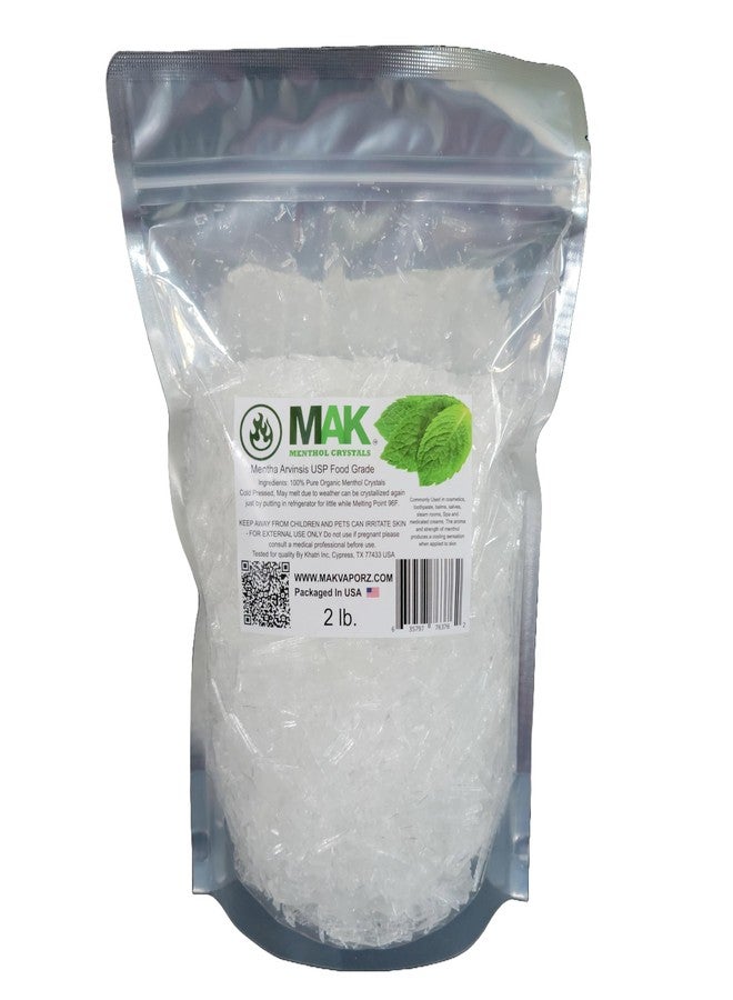 Mak Menthol Crystals 2 LB - Pure Organic 100% Natural - Menthol Crystals from Mint Crystal Mints Mentha Arvensis - Comes in Resealable Standup Bag for Long-Lasting Freshness - Image 1