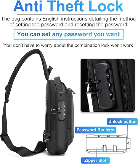 Niwlix Travel Accessories Crossbody Sling Bag For Men & Women, Casual Chest Backpack Shoulder Messenger Passport Bags Grey Brown - Image 3