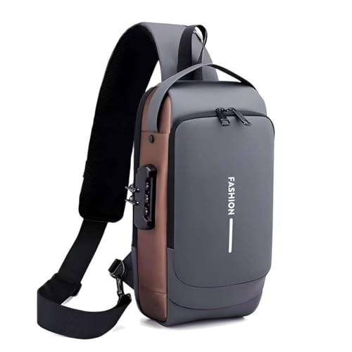 Niwlix Travel Accessories Crossbody Sling Bag For Men & Women, Casual Chest Backpack Shoulder Messenger Passport Bags Grey Brown - Image 1