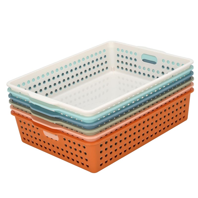 LYHLYA 6-Pack Stackable Paper Trays with Handles, Modern Desktop Organizer for A4 Documents, Homework Turn-In Bins for Classroom & Office Use - Image 2