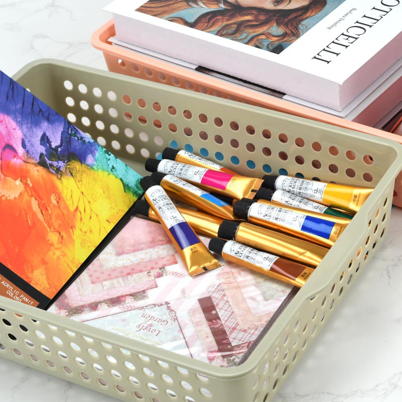 LYHLYA 6-Pack Stackable Paper Trays with Handles, Modern Desktop Organizer for A4 Documents, Homework Turn-In Bins for Classroom & Office Use - Image 5