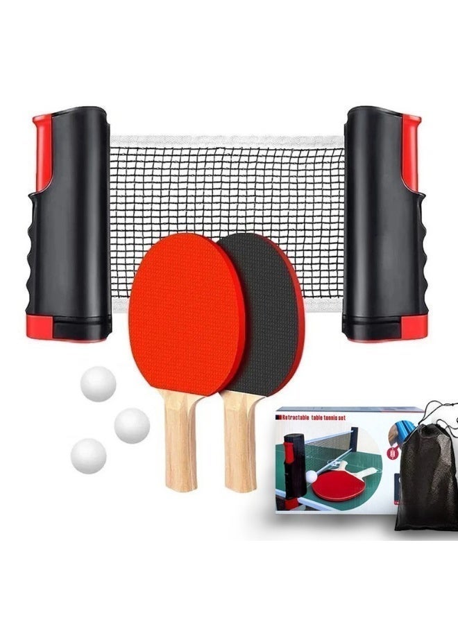 Panda Sports Table Tennis Sets, Complete Racket Sports Set- Two High Performance Bats, Stretchable Portable Net, Storage Bag And Three Table Tennis Balls, All-in-One All-in-One Retractable Ping Pong Net Set, Portable Ping Pong Paddles Set For Indoor/Outdoor Use, Family Fun Games-Black Table Tennis Sets - Image 1