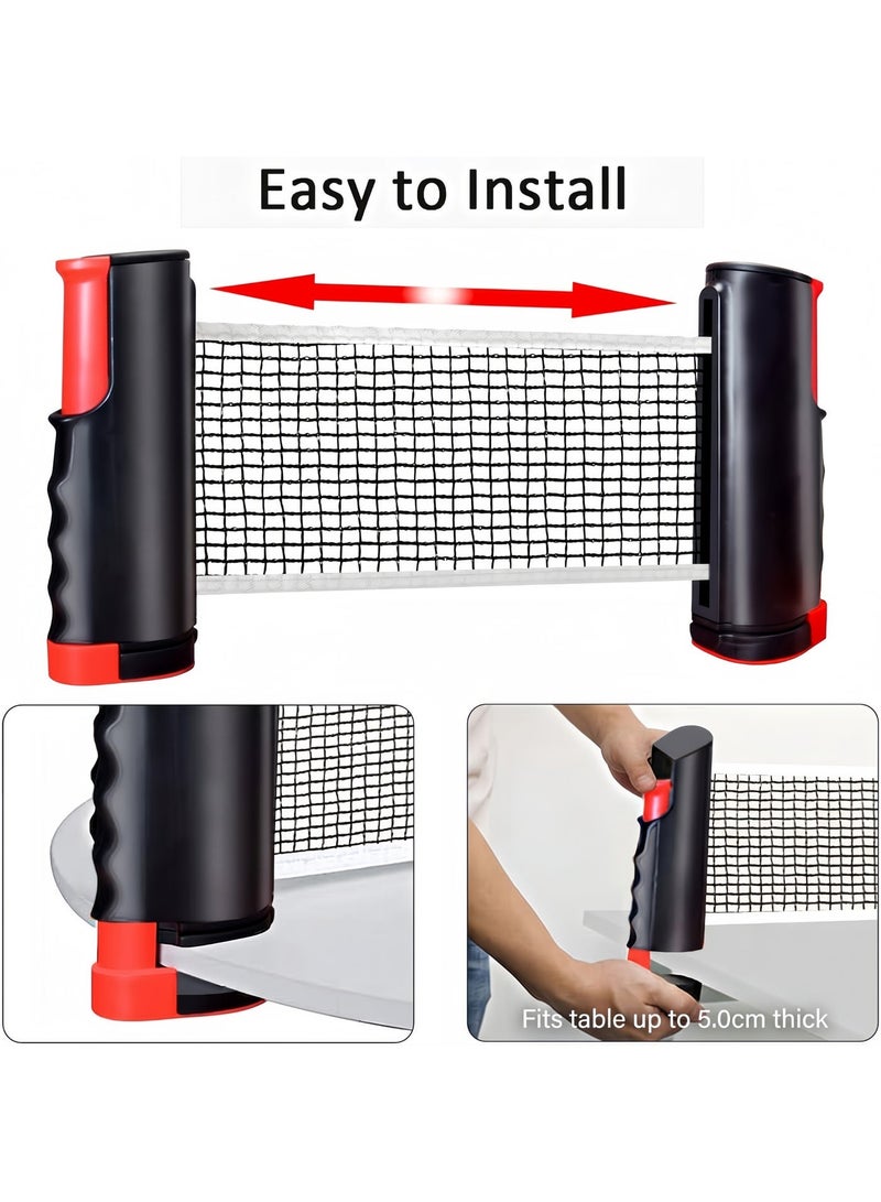 Panda Sports Table Tennis Sets, Complete Racket Sports Set- Two High Performance Bats, Stretchable Portable Net, Storage Bag And Three Table Tennis Balls, All-in-One All-in-One Retractable Ping Pong Net Set, Portable Ping Pong Paddles Set For Indoor/Outdoor Use, Family Fun Games-Black Table Tennis Sets - Image 2
