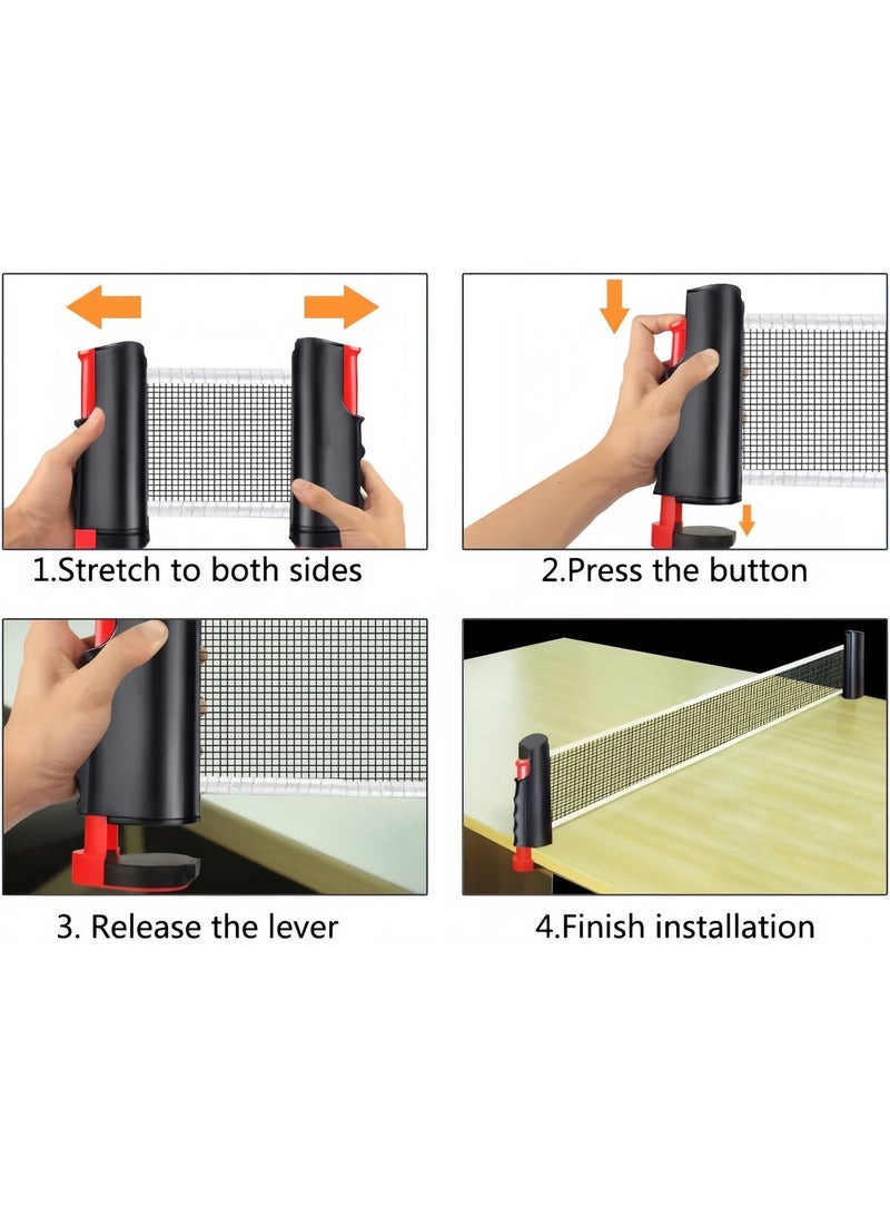 Panda Sports Table Tennis Sets, Complete Racket Sports Set- Two High Performance Bats, Stretchable Portable Net, Storage Bag And Three Table Tennis Balls, All-in-One All-in-One Retractable Ping Pong Net Set, Portable Ping Pong Paddles Set For Indoor/Outdoor Use, Family Fun Games-Black Table Tennis Sets - Image 5