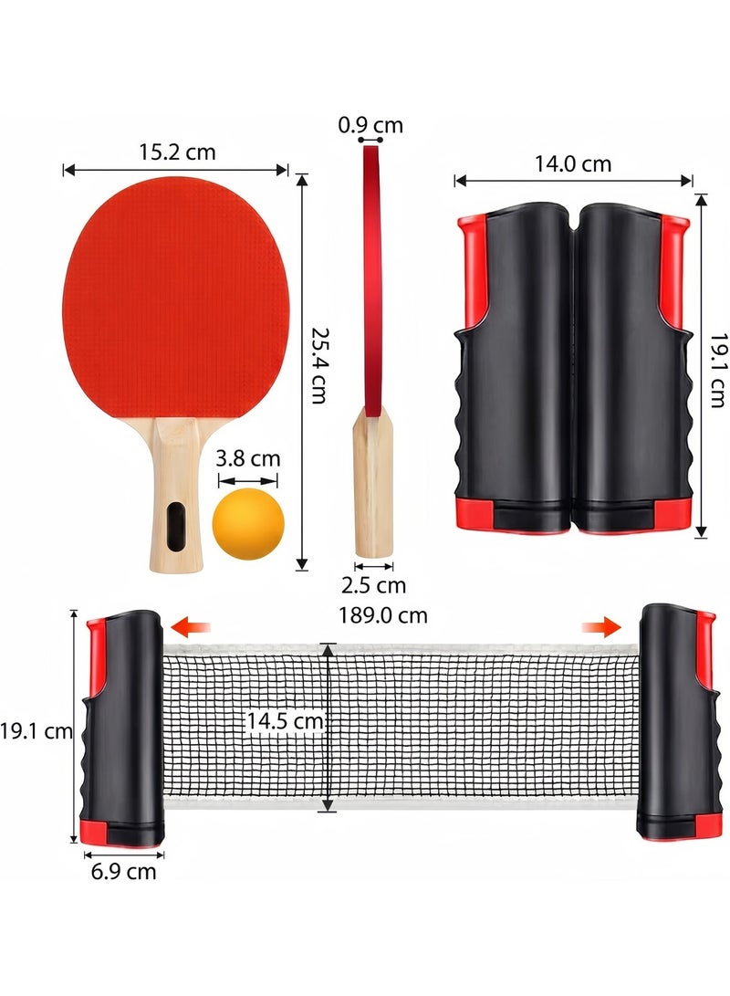 Panda Sports Table Tennis Sets, Complete Racket Sports Set- Two High Performance Bats, Stretchable Portable Net, Storage Bag And Three Table Tennis Balls, All-in-One All-in-One Retractable Ping Pong Net Set, Portable Ping Pong Paddles Set For Indoor/Outdoor Use, Family Fun Games-Black Table Tennis Sets - Image 3