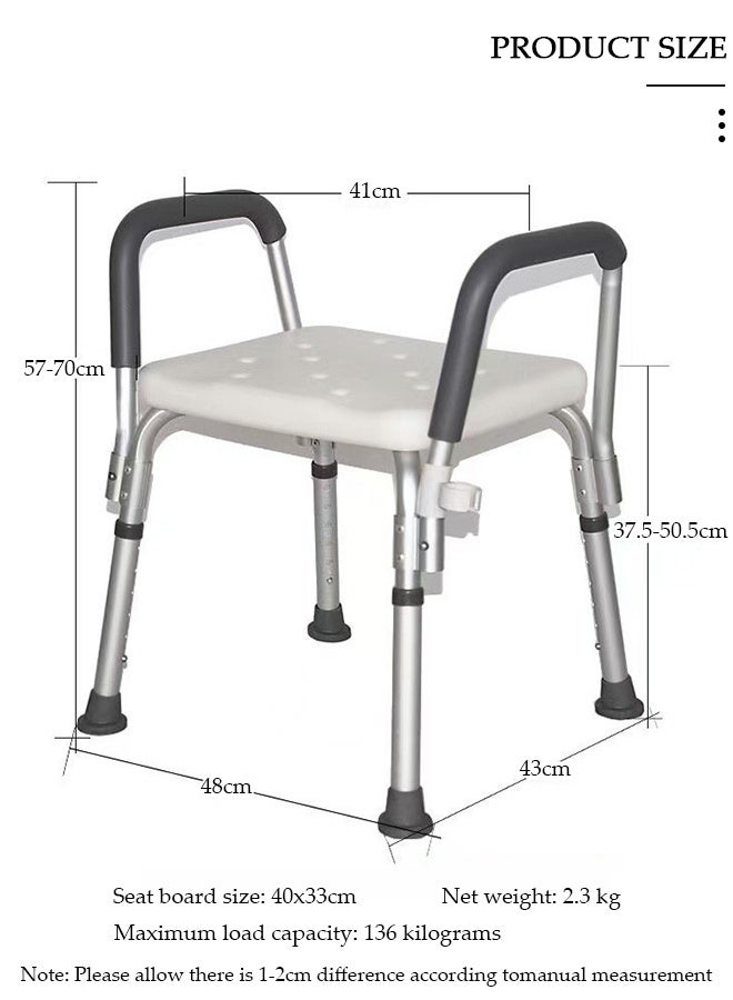 DUNISO Shower Chair, Adjustable Lightweight Shower Bench,Tool-Free Shower Chair for Seniors, 6 Adjustable Heights, Portable Anti-Slip Elderly Bath Chair for Elderly, Disabled, Pregnant and Injured with Back Cleaner Scrub Sponge - Image 2