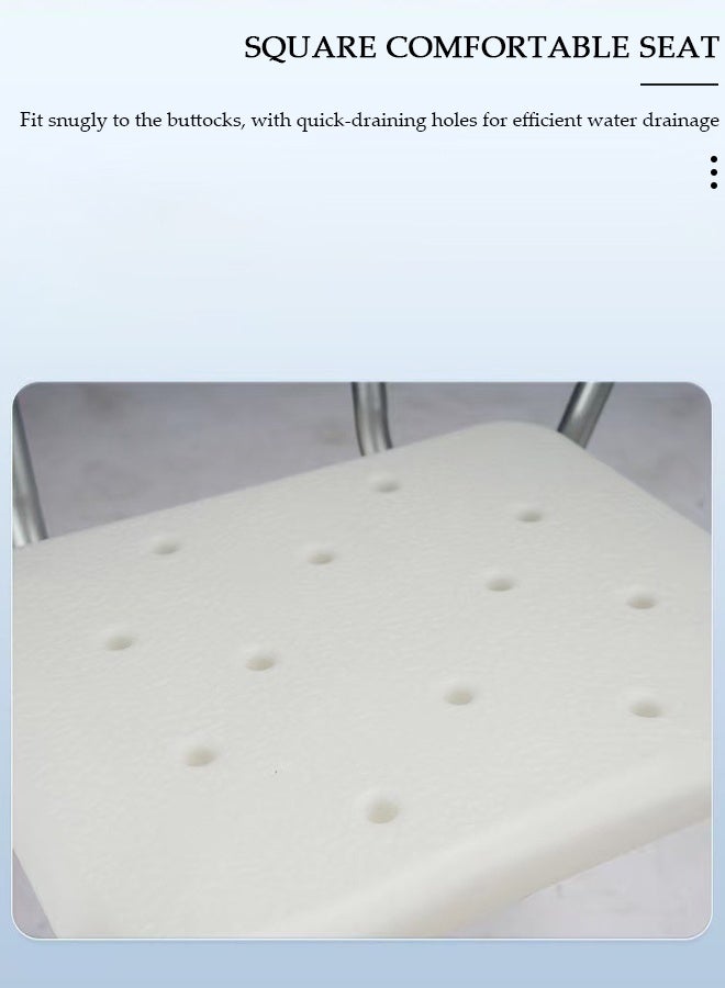 DUNISO Shower Chair, Adjustable Lightweight Shower Bench,Tool-Free Shower Chair for Seniors, 6 Adjustable Heights, Portable Anti-Slip Elderly Bath Chair for Elderly, Disabled, Pregnant and Injured with Back Cleaner Scrub Sponge - Image 5