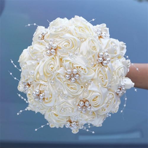 TUAGYMKR Handmade Rhinestone Bridal Bouquet Crystal Wedding Round Tossing Bouquet Artificial Flower Bunch for Bride Bridesmaid - Image 1