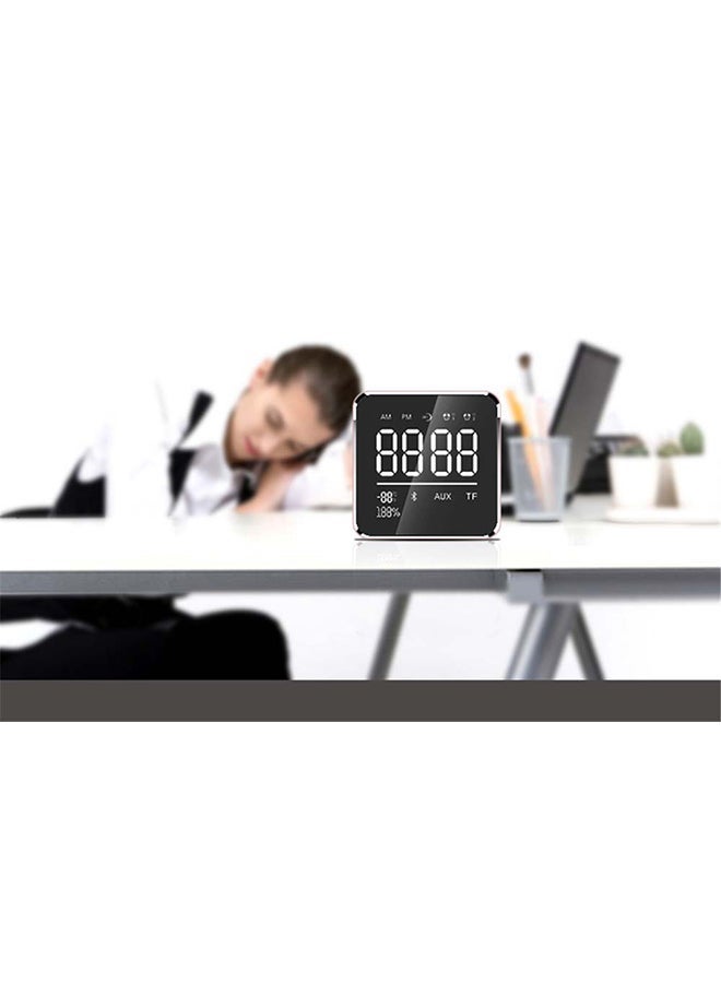 NIBEMINENT Creative Alarm Clock Card Mini Wireless Bluetooth Heavy Bass Speaker Grey - Image 4