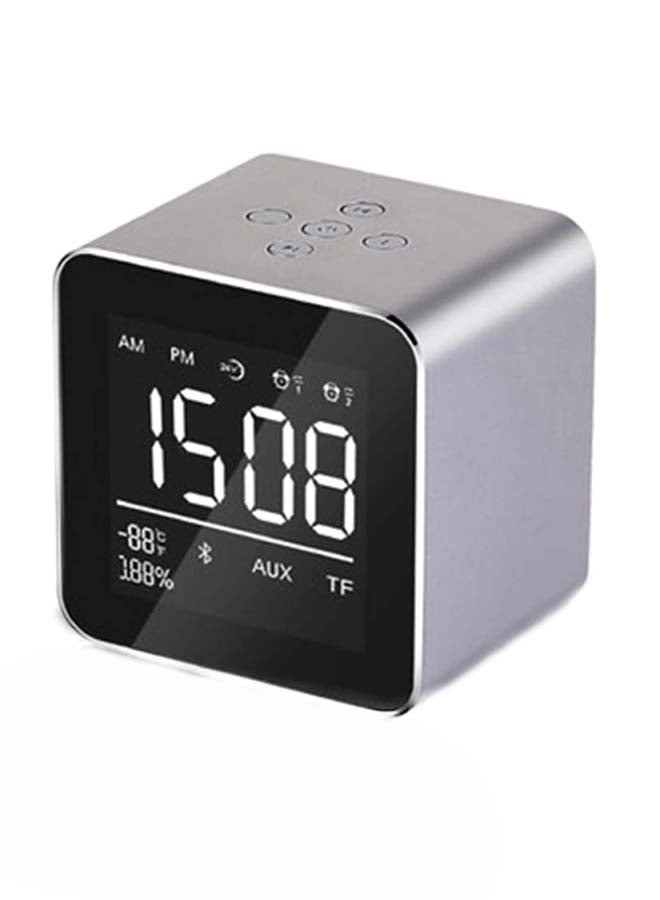NIBEMINENT Creative Alarm Clock Card Mini Wireless Bluetooth Heavy Bass Speaker Grey - Image 1