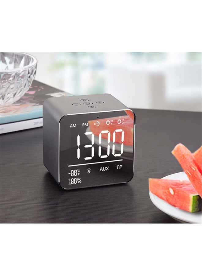 NIBEMINENT Creative Alarm Clock Card Mini Wireless Bluetooth Heavy Bass Speaker Grey - Image 2