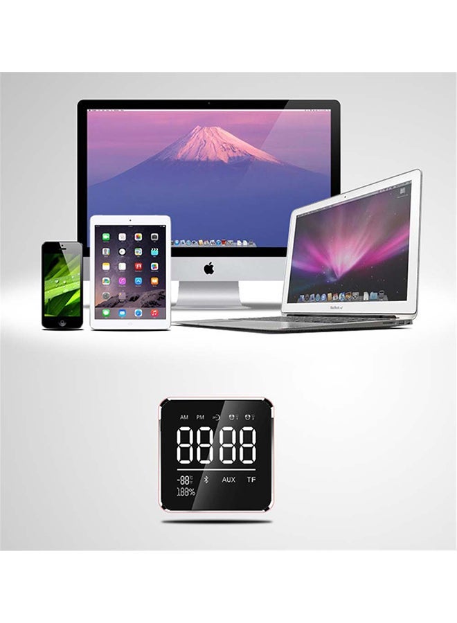 NIBEMINENT Creative Alarm Clock Card Mini Wireless Bluetooth Heavy Bass Speaker Grey - Image 3