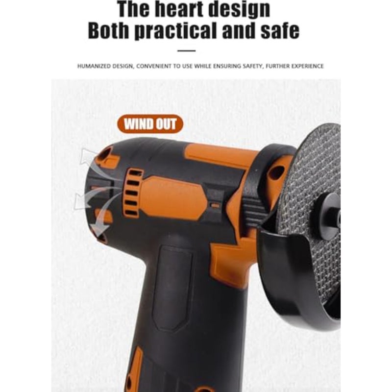 12V Cordless Brush Angle Grinder Kit, Ginding disc 3 Inch76mm, Lightweight Angle Grinder Tool w 2PCS 1300mAh Lithium-Ion Battery Charger, Ergonomic Button Position for Reducing Hand Pressure - Image 4