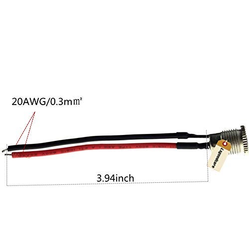 Lsgoodcare 5.5 x 2.5 MM 5A DC Power Jack Socket Threaded Female Mount Connector Adapter with 3.94Ich 20AWG Cable + DC Barrel Jack Plug Male (5.5 x 2.5 MM) - Image 5