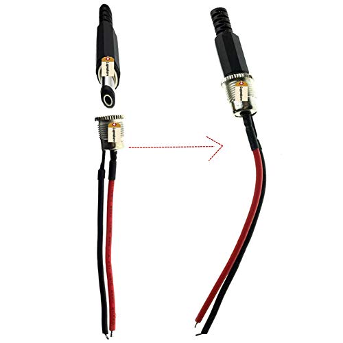 Lsgoodcare 5.5 x 2.5 MM 5A DC Power Jack Socket Threaded Female Mount Connector Adapter with 3.94Ich 20AWG Cable + DC Barrel Jack Plug Male (5.5 x 2.5 MM) - Image 3