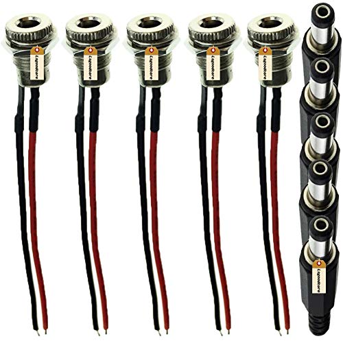 Lsgoodcare 5.5 x 2.5 MM 5A DC Power Jack Socket Threaded Female Mount Connector Adapter with 3.94Ich 20AWG Cable + DC Barrel Jack Plug Male (5.5 x 2.5 MM) - Image 1