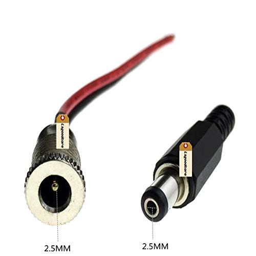 Lsgoodcare 5.5 x 2.5 MM 5A DC Power Jack Socket Threaded Female Mount Connector Adapter with 3.94Ich 20AWG Cable + DC Barrel Jack Plug Male (5.5 x 2.5 MM) - Image 2