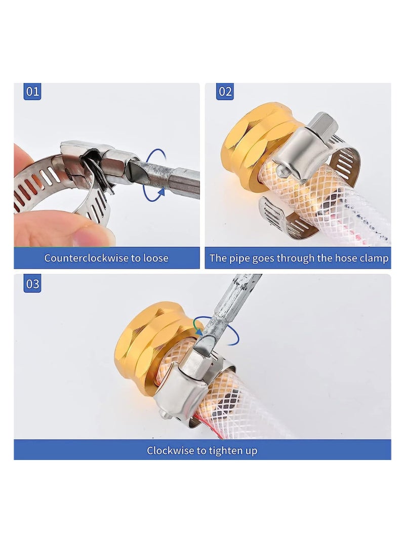 20 PCS Hose Clips Adjustable 10 to 16mm 304 Stainless Steel Hose Clamps Sturdy Anti Rust Hose Screws Pipe Clamps Clips Assortment for Hose Pipe Tube - Image 3