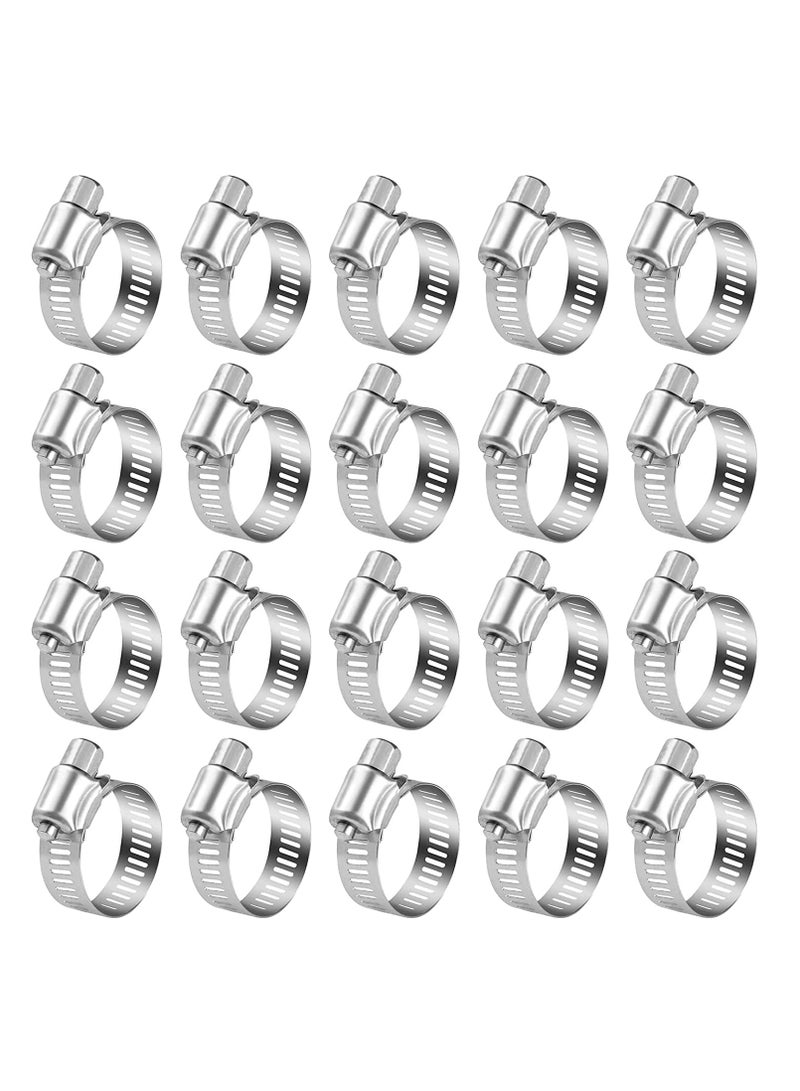 20 PCS Hose Clips Adjustable 10 to 16mm 304 Stainless Steel Hose Clamps Sturdy Anti Rust Hose Screws Pipe Clamps Clips Assortment for Hose Pipe Tube - Image 1