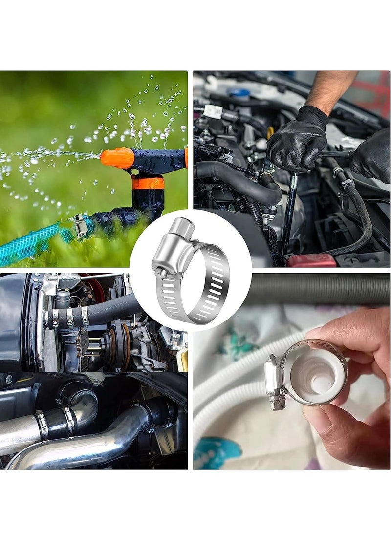 20 PCS Hose Clips Adjustable 10 to 16mm 304 Stainless Steel Hose Clamps Sturdy Anti Rust Hose Screws Pipe Clamps Clips Assortment for Hose Pipe Tube - Image 4