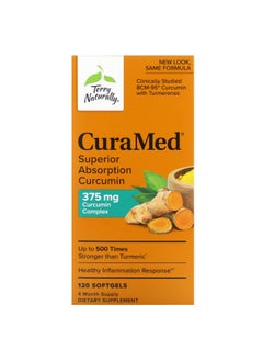 Terry Naturally Terry Naturally, CuraMed, Superior Absorption Curcumin, 375 mg, 120 Softgels  - Image 1