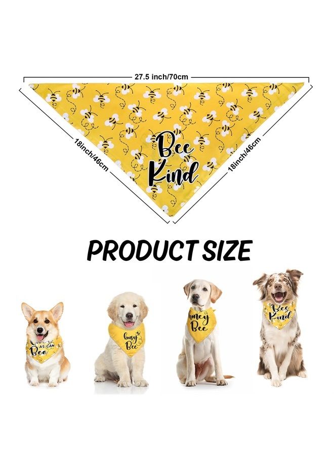 Whaline 2 Pack Bee Dog Bandana Reversible Honey Triangle Bibs Bee Kind Adjustable Pet Kerchief Scarf Busy Bee Washable Neckerchief for Dogs Cats Pets Everyday Wear Party Accessories, 27.5x18 Inch - Image 2
