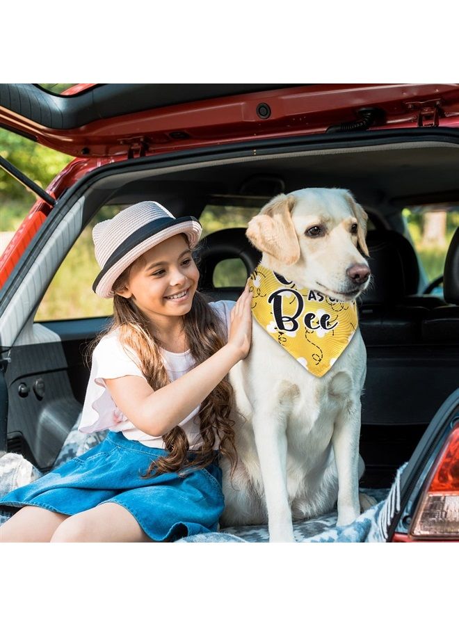 Whaline 2 Pack Bee Dog Bandana Reversible Honey Triangle Bibs Bee Kind Adjustable Pet Kerchief Scarf Busy Bee Washable Neckerchief for Dogs Cats Pets Everyday Wear Party Accessories, 27.5x18 Inch - Image 4