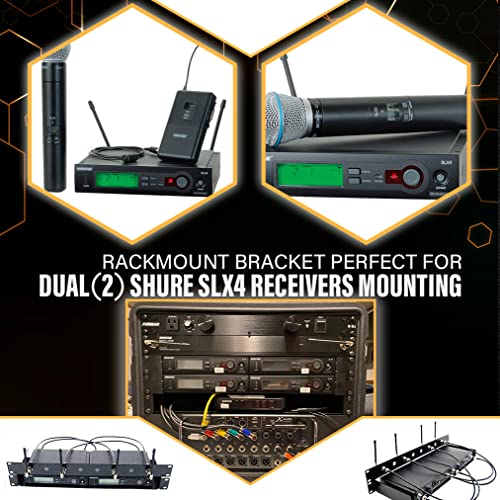 RhymKawa Mic Rack Mount Bracket Only for Shuer SLX4, SLXD4 Wireless Microphone Dual Receivers Combining Antenna Install, Extra Strong Hardware Kit - Image 4