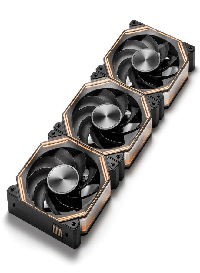 دارك فلاش مروحة تبريد الكمبيوتر darkFlash INF34 مقاس 120 مم، قابلة للتوصيل المتسلسل، تصل سرعة التبريد إلى 2000 دورة في الدقيقة، مزودة بـ 4 دبابيس PWM، وإضاءة ARGB، عبوة من 3 قطع (عكسية، سوداء) - Image 1