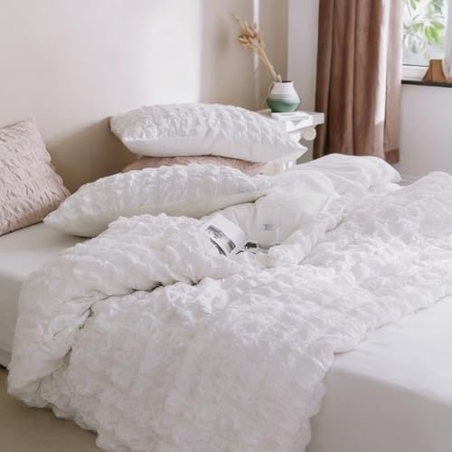 UhobeCap Weighted Blanket Cover, 60 x 80 Weighted Blanket Cover Seersucker, White Cover for Weighted Blanket, Washable,8 Ties, Duvet Cover only, Pillowcases not Included. - Image 1
