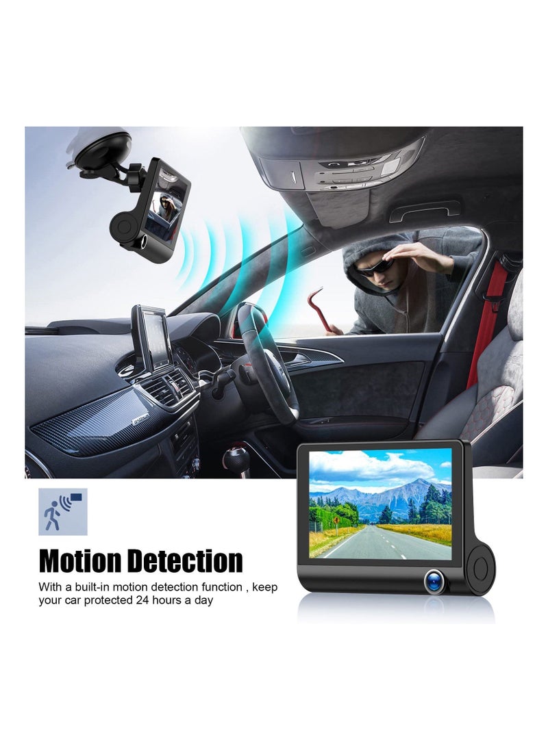 Generic 3 Channel Dash Cam Front and Rear Inside, 4 Inch 1080P Dash Camera for Cars Three Way Triple Car Camera  - Image 5