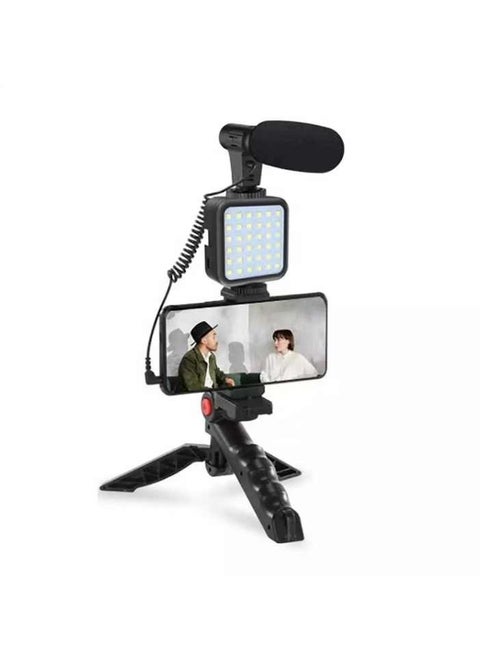 Mobile Phone Video Vlog Kit with Microphone, LED Light, Tripod.