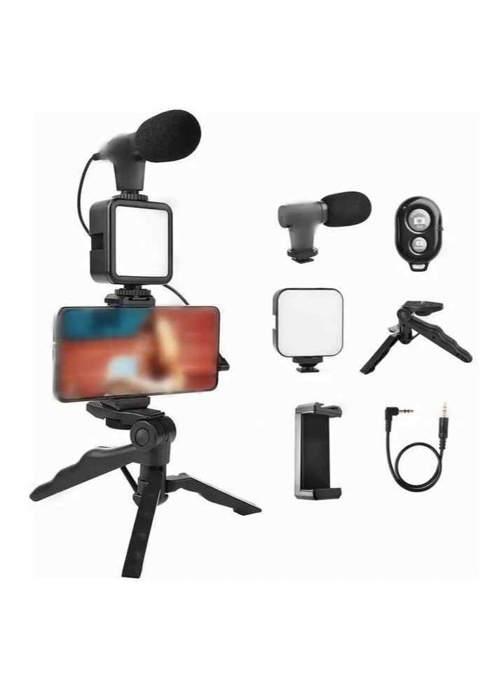 Generic Mobile Phone Video Vlog Kit with Microphone, LED Light, Tripod.  - Image 2