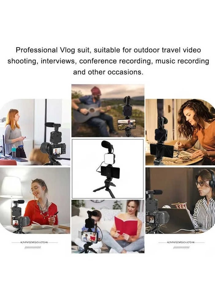 Generic Mobile Phone Video Vlog Kit with Microphone, LED Light, Tripod.  - Image 3