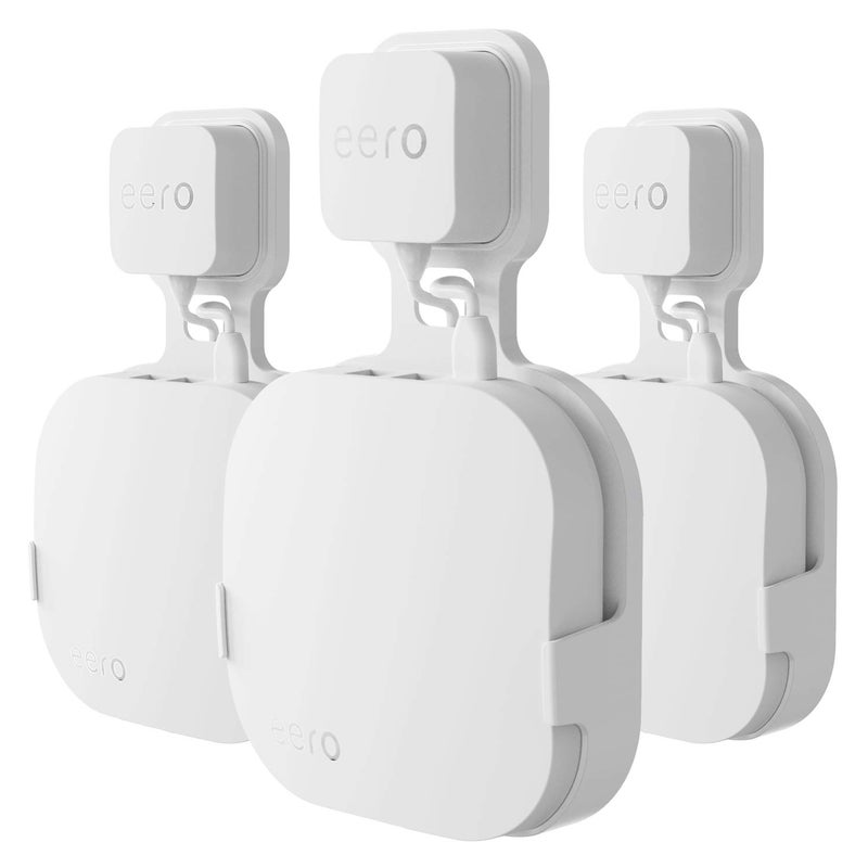 COOLWUFAN Wall Mount Holder for eero Pro Home WiFi SystemSimple and Sturdy Wall Mount Holder Stand Bracket NOT for eero 6 or eero pro 6 Without Messy Wires White3 Pack - Image 2