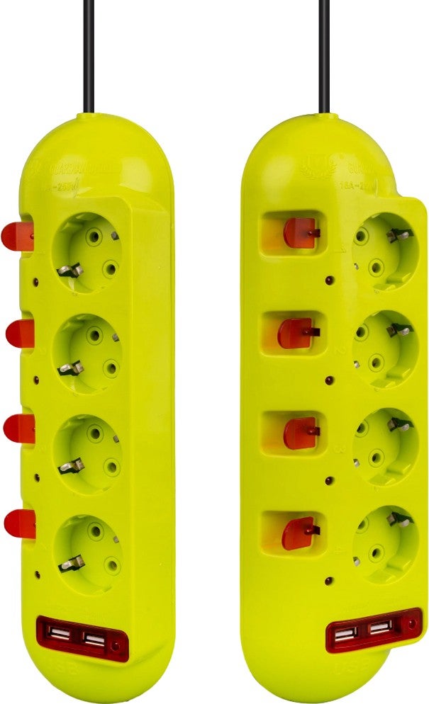 Vea VE-E40USB 4-way 2-USB 1.5 Meter Group Socket with Separate Switches