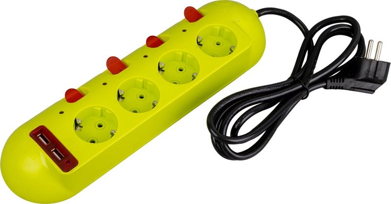 Vea VE-E40USB 4-way 2-USB 1.5 Meter Group Socket with Separate Switches