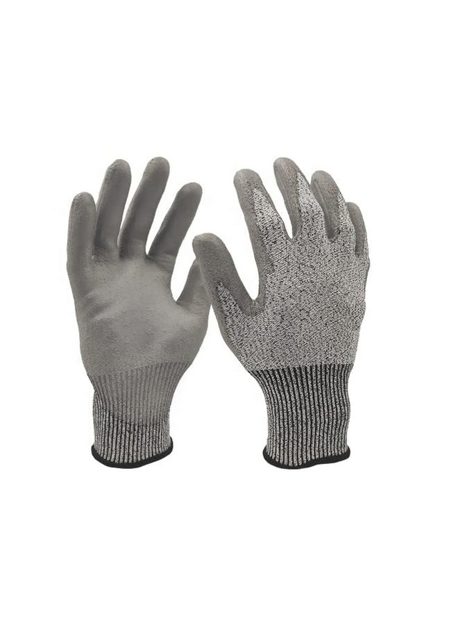 FreshDcart - FreshDcart Rubber Coated Finish Cut-Proof Cut Resistance Level 5 Protection Safety Hand Gloves (Grey) - Image 1