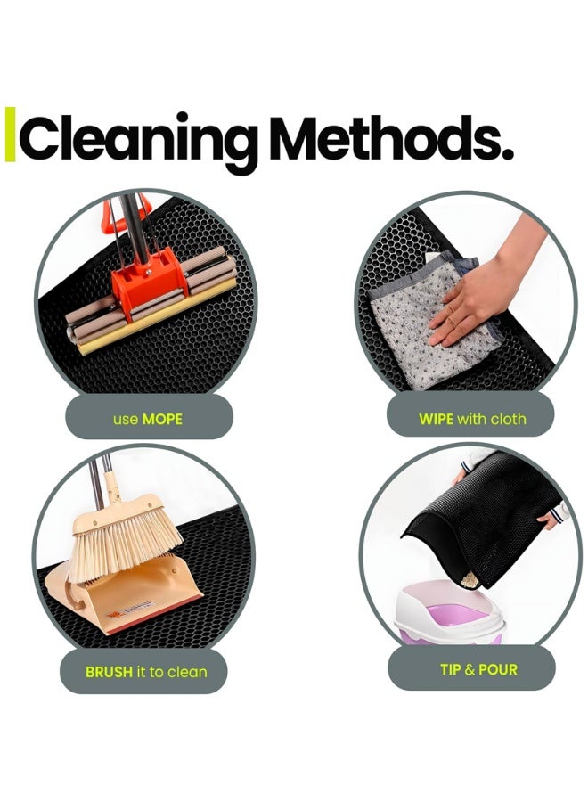 بساط فضلات القطط، بساط نفايات القطط المقاوم للماء بطبقة مزدوجة على شكل قرص العسل، بساط مرحاض القطط قابل للغسل وإعادة الاستخدام للقطط الداخلية - Image 3