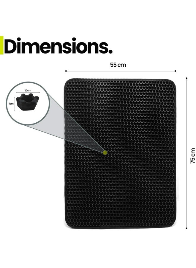 بساط فضلات القطط، بساط نفايات القطط المقاوم للماء بطبقة مزدوجة على شكل قرص العسل، بساط مرحاض القطط قابل للغسل وإعادة الاستخدام للقطط الداخلية - Image 2