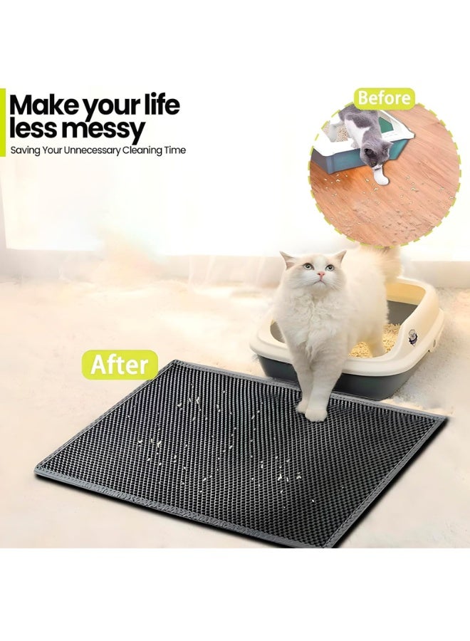 بساط فضلات القطط، بساط نفايات القطط المقاوم للماء بطبقة مزدوجة على شكل قرص العسل، بساط مرحاض القطط قابل للغسل وإعادة الاستخدام للقطط الداخلية - Image 5