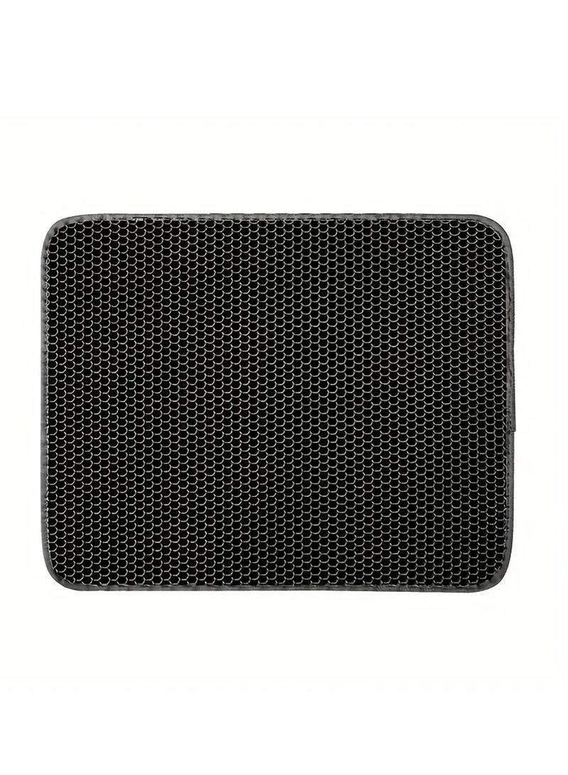 بساط فضلات القطط، بساط نفايات القطط المقاوم للماء بطبقة مزدوجة على شكل قرص العسل، بساط مرحاض القطط قابل للغسل وإعادة الاستخدام للقطط الداخلية - Image 1