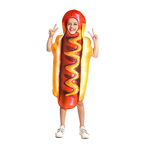 DSplay Hot Dog Costume For Kids Cosplay Boy Food Hotdog (fit 4-8 years old) - Image 1