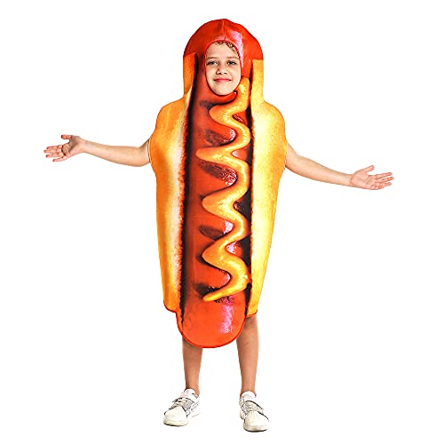 DSplay Hot Dog Costume For Kids Cosplay Boy Food Hotdog (fit 4-8 years old) - Image 3